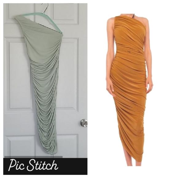 PrettyLittleThing Dresses & Skirts - Pretty Little Thing pastel mint one-shoulder slinky Long ruched bodycon dress -2
